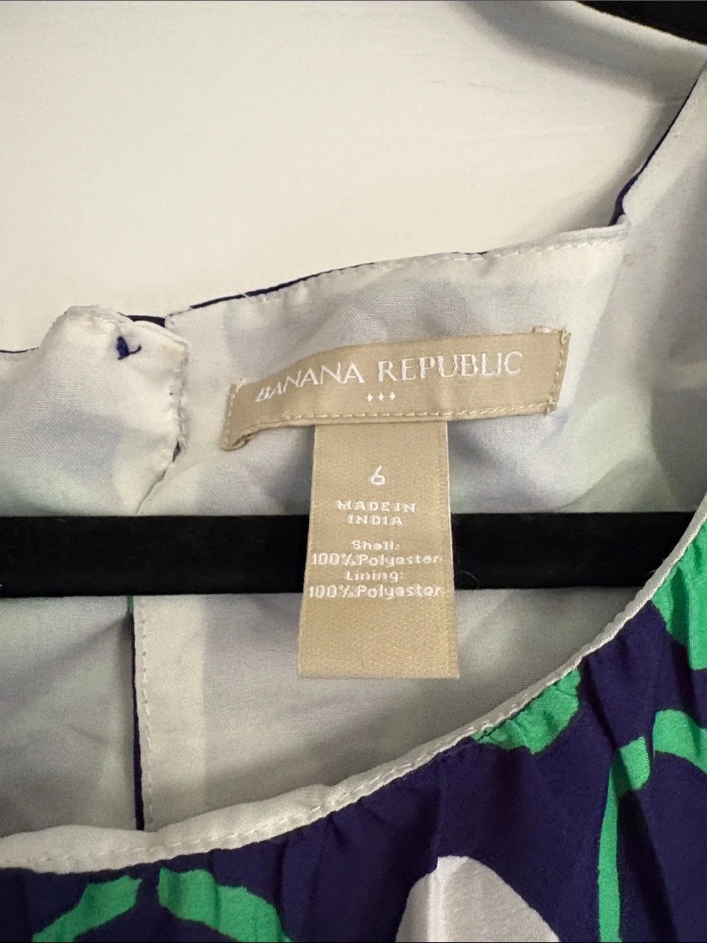 Banana Republic Navy, Green & White Sleeveless Midi - Picture 3 of 4